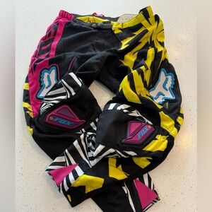 FOX RACING 180 Size 38 Motocross ATV Riding Pants Pink Yellow Black Hip Pads Men